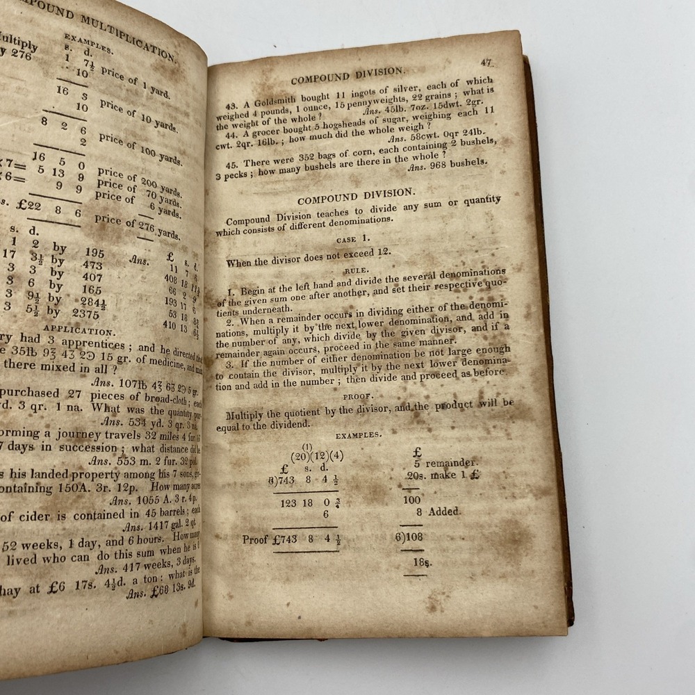Antique 1822 The Scholar's Arithmetic Jacob Willetts Math School Book Leather - Picture 7 of 7